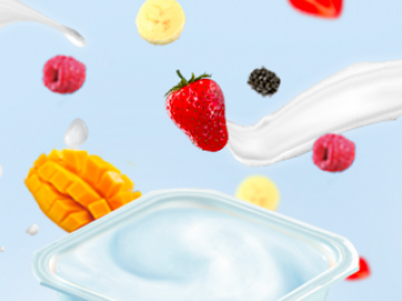 White yoghurt fruits berries