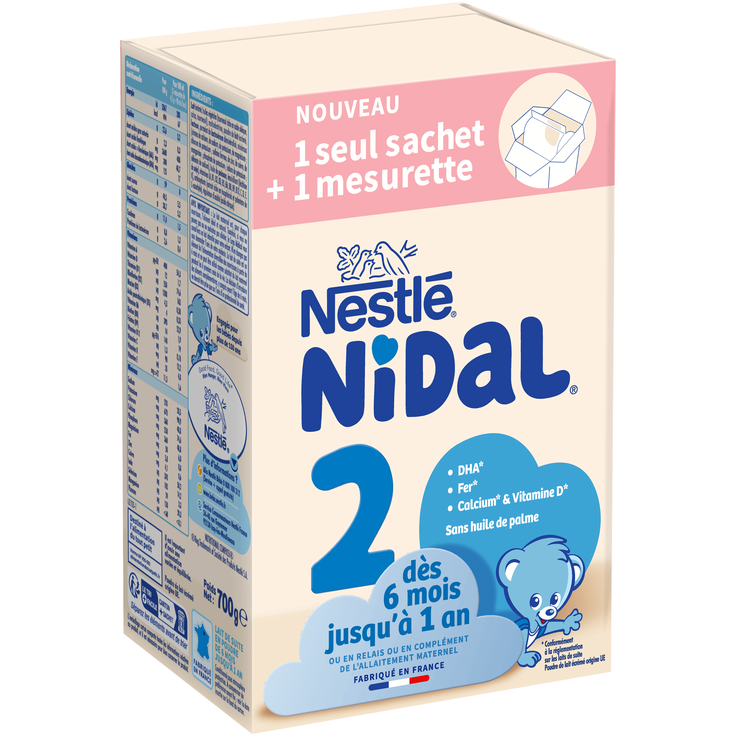 NIDAL Lait en Poudre Bébé 2ème âge 800g