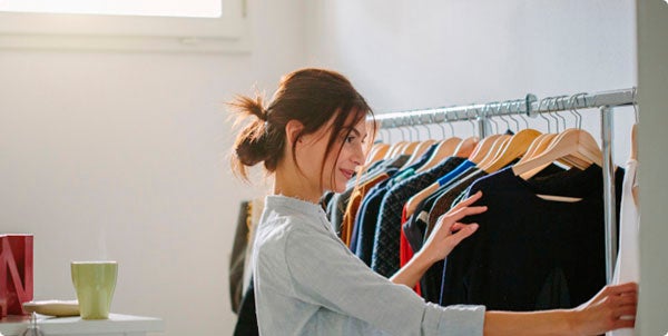 Woman choosing outfit