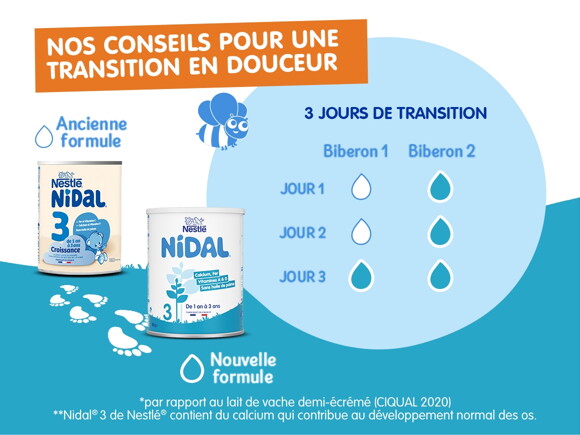 Nidal 2 Gourmand lait bébé poudre 2eme age 800g   - Shopping et  Courses en ligne, livrés à domicile ou au bureau, 7j/7 à la Réunion