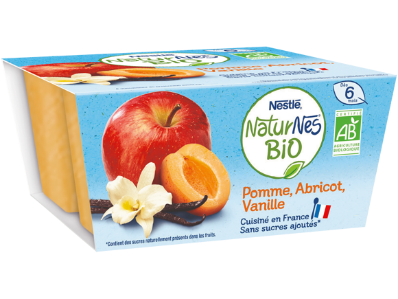 Le petit pot : NaturNes® BIO Pomme, Abricot, Vanille 4x90g