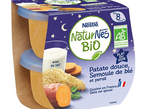 Le petit pot du soir : NaturNes® BIO Patate douce Semoule de blé 2x190g