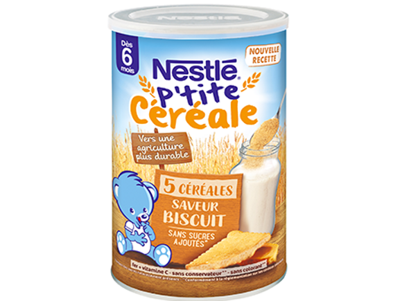 NESTLE P’tite Céréale 5 Céréales Saveur Biscuit pour bébé de 6 à 36 mois 