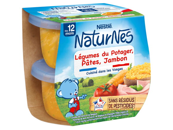 Petit pot NaturNes® Légumes du Potager, Pâtes, Jambon  (2x200g)