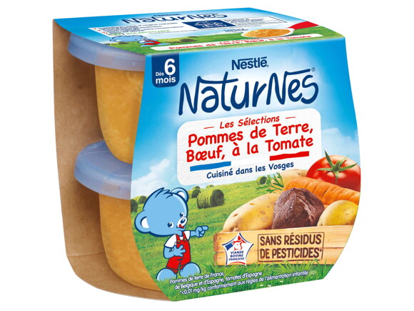 Petit pot NaturNes® Pommes de Terre, Bœuf, à la Tomate (2x200g)