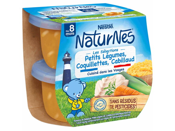 Petit pot NaturNes® Petits Légumes, Coquillettes, Cabillaud (2x200g)