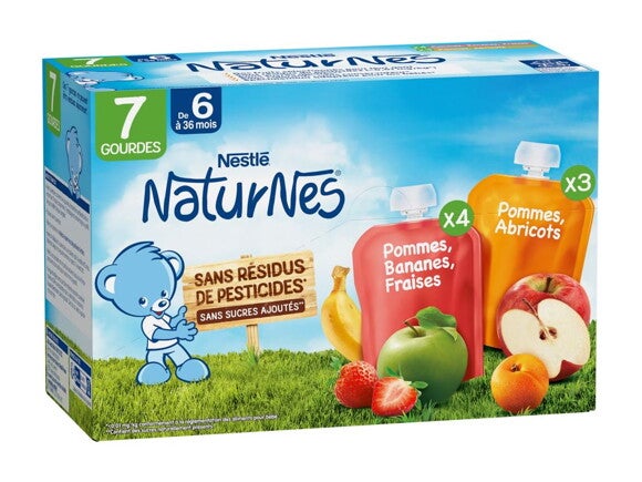 Gourdes NaturNes® Pommes, Bananes, Carottes et Pommes, Potiron, Abricots