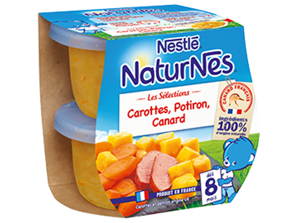 Le petit pot bébé : Carottes, potiron et canard, NaturNes® Sélection