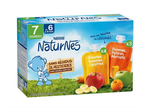 Gourdes NaturNes® Pommes, Bananes, Carottes et Pommes, Potiron, Abricots (7x90g)