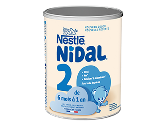 Boîte de lait infantile NESTLE NIDAL 2 800g de 6 mois à 1 an