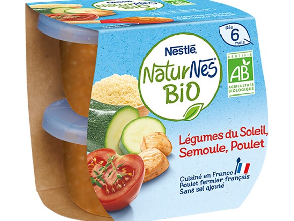 Le petit pot : NaturNes® BIO Légumes du soleil, semoule et poulet 2x190g