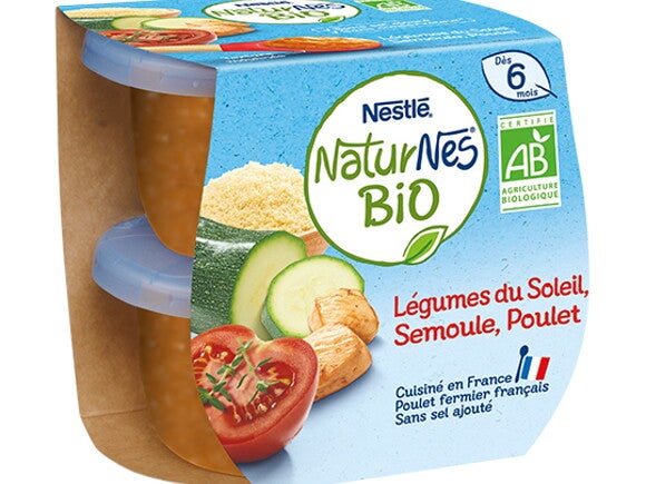 Le petit pot : NaturNes® BIO Légumes du soleil, semoule et poulet 2x190g
