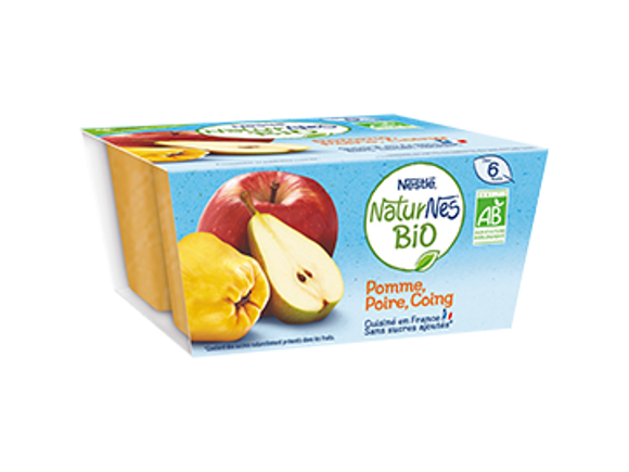 Le petit pot : NaturNes® BIO Pomme Poire Coing 4x90g