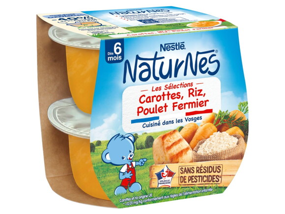 Petit pot NaturNes® Carottes, Riz, Poulet Fermier (2x200g)