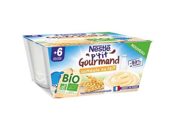 P'tit Gourmand BIO Semoule au lait (4x90g)