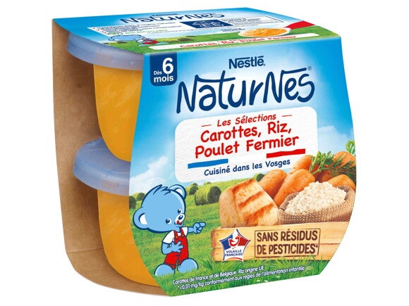 Petit pot NaturNes® Carottes, Riz, Poulet Fermier (2x200g)