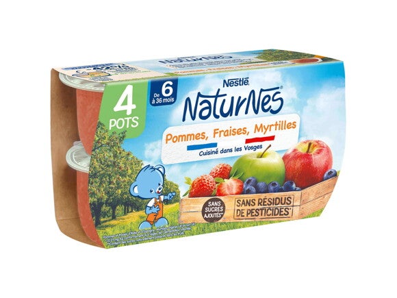 Petit pot NaturNes® Pommes Fraises Myrtilles (4x130g)