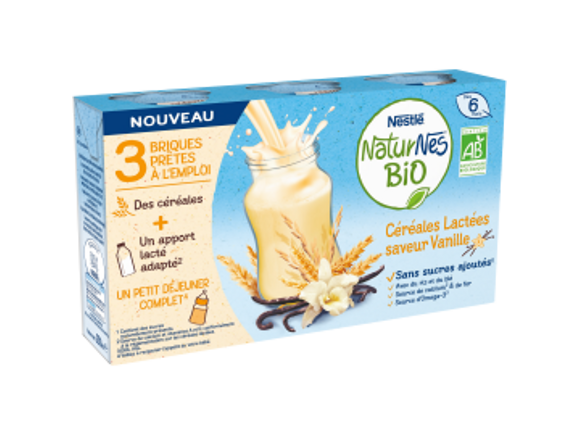 NaturNes® Bio Céréales Lactées saveur Vanille (3x250ml)