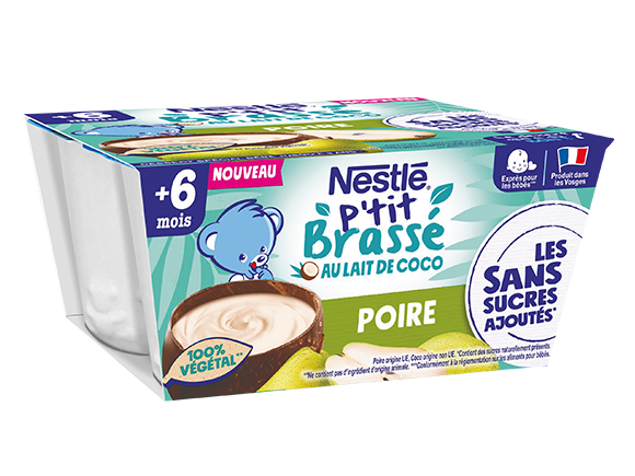 NESTLE P'tit Brassé Dessert bébé BIO dés 6 mois Végétal lait de coco, pomme  et ananas - 4 pots x 90 g - Achat / Vente compote dessert fruité NESTLE  P'tit Brassé