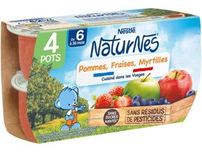Petit pot NaturNes® Pommes Fraises Myrtilles (4x130g)
