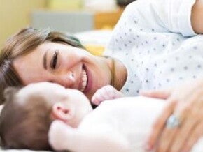 Mom and baby laying