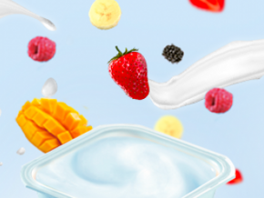 White yoghurt fruits berries