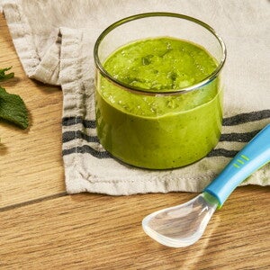 Recette purée de petit pois, chèvre et menthe pour bébé