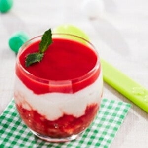 Tartare de fruits rouges, crème aux céréales