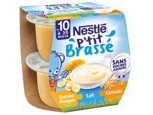 NESTLÉ P'tit Brassé Fruits et Céréales Banane Mangue (2x115g) NESTLÉ P'tit Brassé Fruits et Céréales Banane Mangue (2x115g)