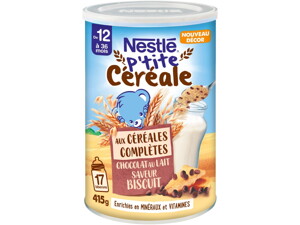 Nestlé p'tite céréale - céréales complètes chocolat au lait saveur biscuit Nestlé p'tite céréale - céréales complètes chocolat au lait saveur biscuit