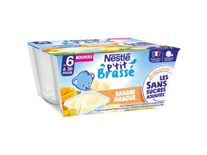 P'tit Brassé Banane Mangue Sans Sucres Ajoutés* (4x90g) P'tit Brassé Banane Mangue Sans Sucres Ajoutés* (4x90g)