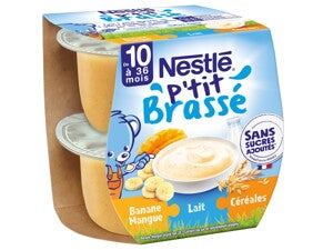 NESTLÉ P'tit Brassé Fruits et Céréales Banane Mangue (2x115g) NESTLÉ P'tit Brassé Fruits et Céréales Banane Mangue (2x115g)