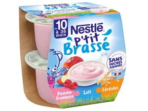 NESTLÉ P'tit Brassé Fruits et Céréales Pomme Framboise (2x115g) NESTLÉ P'tit Brassé Fruits et Céréales Pomme Framboise (2x115g)