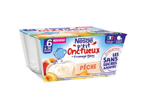 NESTLÉ P’tit Onctueux Pêche Sans Sucres Ajoutés* (4x90g) NESTLÉ P’tit Onctueux Pêche Sans Sucres Ajoutés* (4x90g)