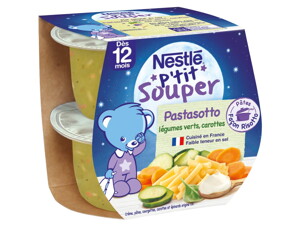 NESTLÉ P'tit Souper Pastasotto, légumes verts, carottes (2x200g) NESTLÉ P'tit Souper Pastasotto, légumes verts, carottes (2x200g)