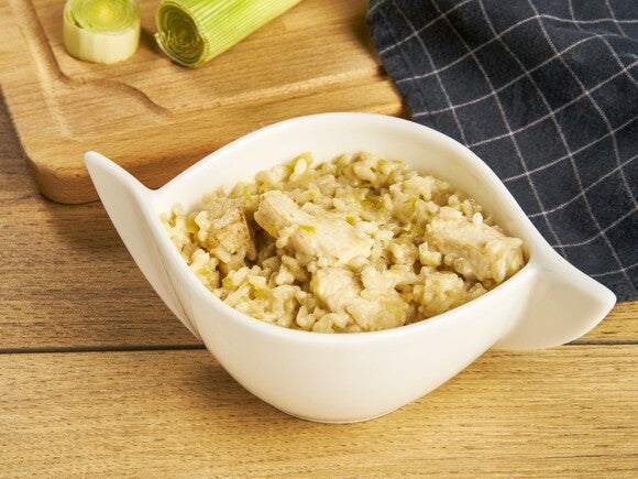 Recette risotto crémeux au poulet et poireaux