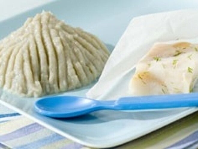 Papillote de cabillaud, purée de fenouil et patate douce Papillote de cabillaud, purée de fenouil et patate douce
