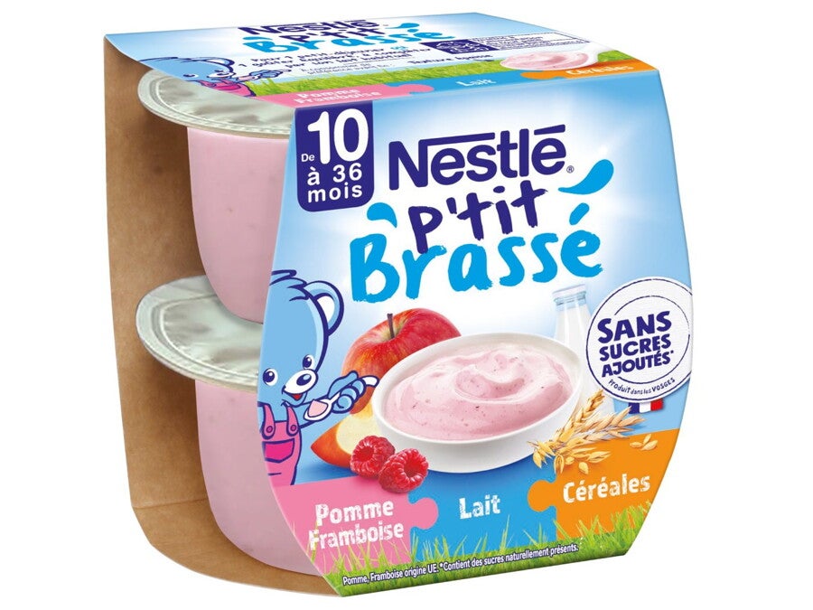 NESTLÉ P'tit Brassé Fruits et Céréales Pomme Framboise (2x115g) NESTLÉ P'tit Brassé Fruits et Céréales Pomme Framboise (2x115g)