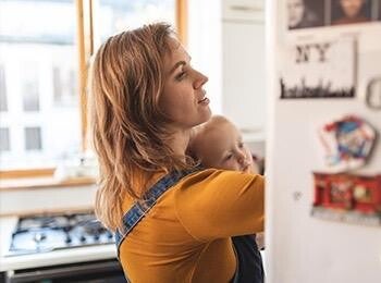 Mom holding baby