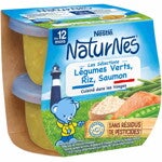  Petit pot NaturNes® Légumes Verts, Riz, Saumon (2x200g)