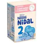 Boîte de lait infantile NESTLE NIDAL 2 700g (2 sachets de 350g) de 6 mois à 12 mois